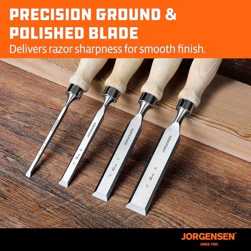 Jorgensen 4-Piece Wood Chisel Set, 1/4", 1/2", 3/4", 1"