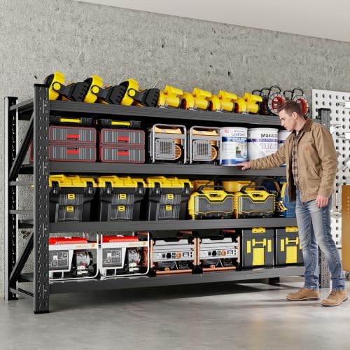 MIIIKO 68" W Garage Storage Shelving Unit,8000LBS Heavy Duty Metal Garag...