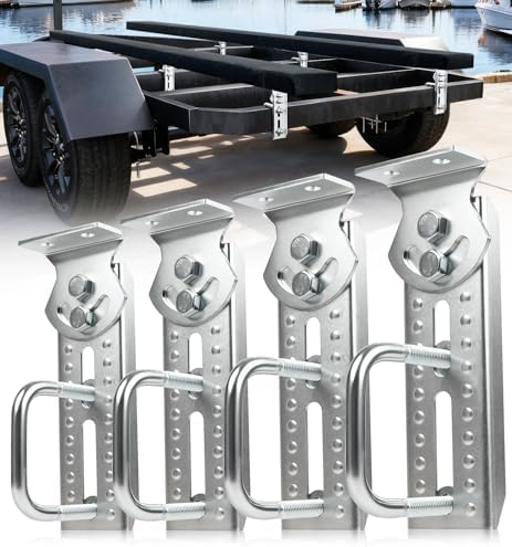 Boat Trailer Bunk Brackets 4 Pack Galvanized Bunks Bracket Kit with U-Bolts, ...