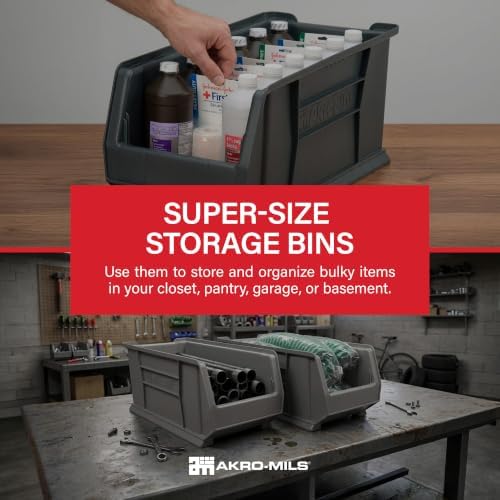 Akro-Mils 30287 Super-Size AkroBins Plastic Storage Bins, Space-Saving Stacka...
