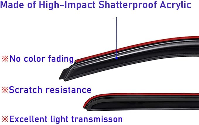 Lightronic Extra Durable Clip-on in-Channel Auto Vent Window Visor, Fits (4Pcs)