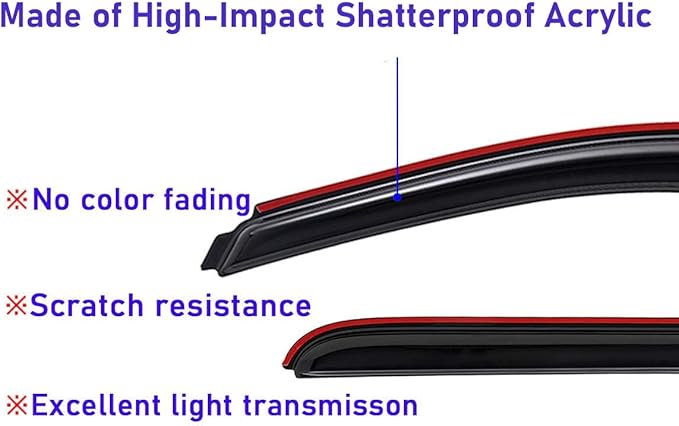 Lightronic Extra Durable Clip-on in-Channel Auto Vent Window Visor, Fits (4-Pcs)
