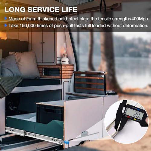 Heavy Duty Locking Drawer Slides Load 250 lbs Full Extension Runners with Loc...