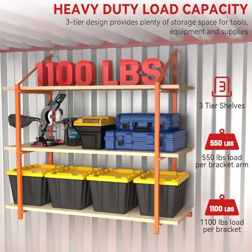 Shipping Container Shelving Bracket Adjustable (4 Pack, Orange)