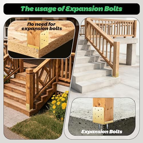 6"x6" Adjustable Post Base, 2Pcs，Golden,Stainless Steel Post Anchor...