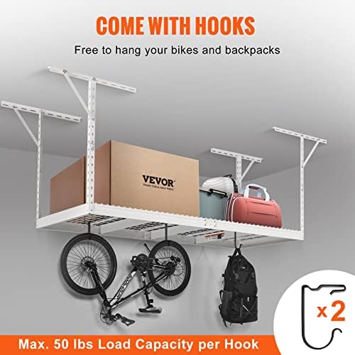 VEVOR Overhead Garage Storage Rack, 3x8 Ceiling Racks, Heavy Duty Adjustable ...
