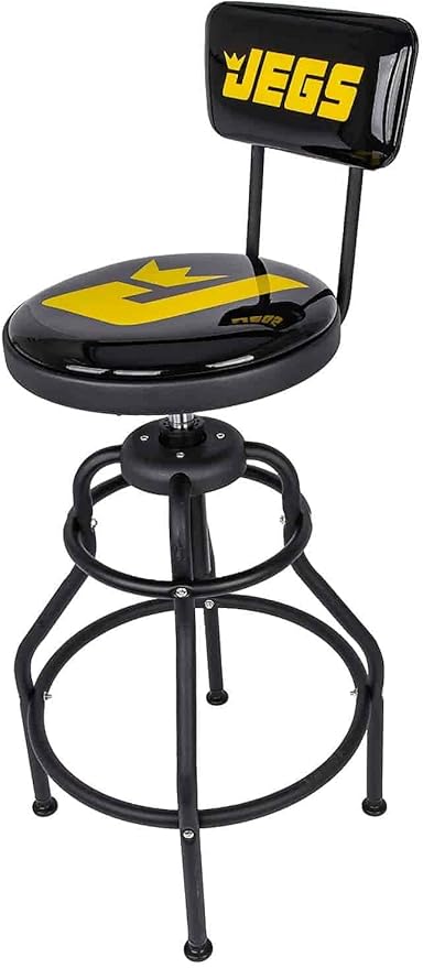 JEGS Hydraulic Shop Stool with Backrest