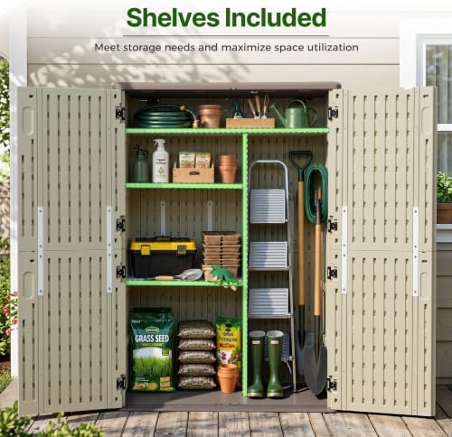 Macrout 50 Cu Ft Outdoor Storage Cabinet with Shelves, Waterproof ST5782