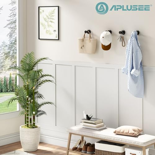 APLusee Matte Black Towel Hooks for Bathroom Storage, 4 Pack, Wall Mounted