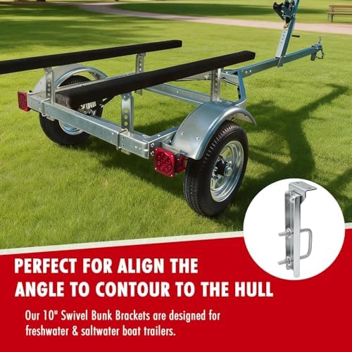 4 Pack 10"/12" Boat Trailer Bunk Brackets Kit | Swivel Top