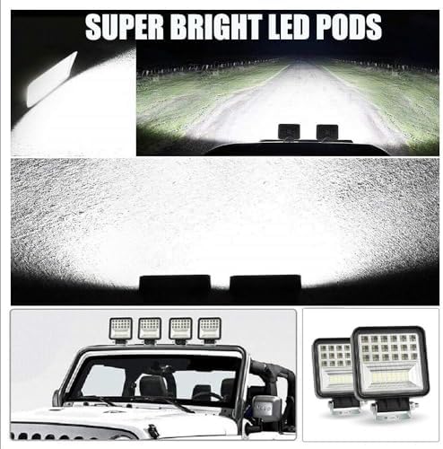 WINBANG LED Light Pods, 4 inch 126W Square LED Work Light, 12V 24V Spot/Flood...