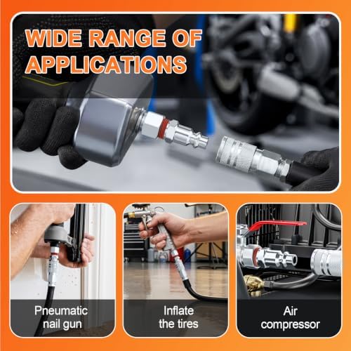 GASHER 1/4-Inch NPT Male Industrial Air Plug, Pneumatic Plugs 300PSI (50-Pack)