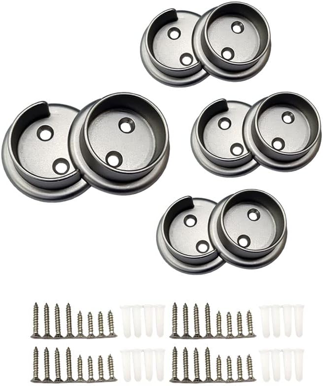 QCAA Heavy Duty Solid Metal Closet Rod Socket Set, 1-3/8'', Satin Nic...