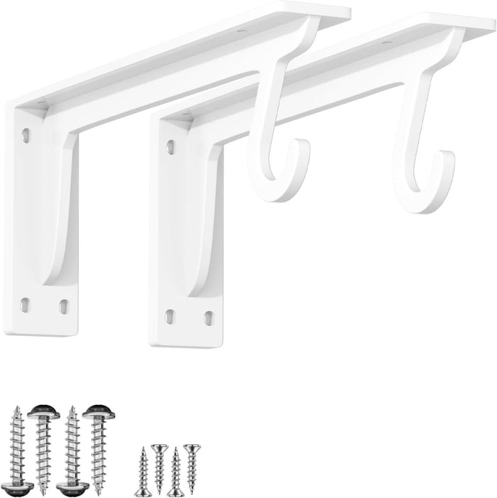 13.5x5.6 in Heavy Duty Closet Rod Support Bracket (White 2 Pack)