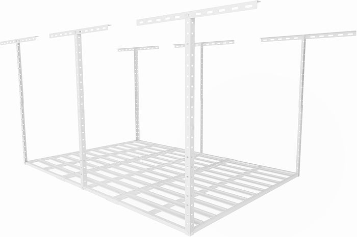 SunsGrove 4x6 Overhead Garage Storage Rack Organization, Adjustable Ceiling Mounted Storage Racks, 800LBS Weight Capacity, 22"-40" Ceiling Dropdown, White
