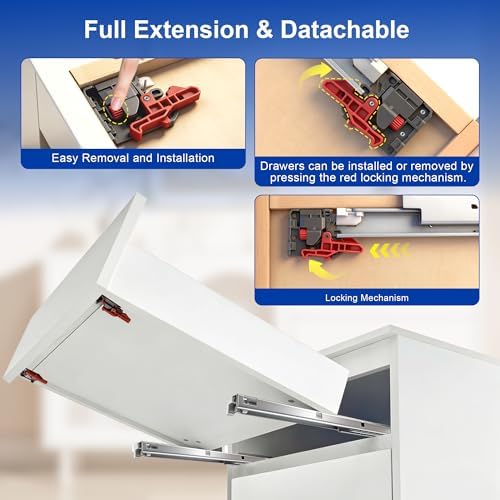 10 Pairs 18" Undermount Soft Close Drawer Slides, Bottom Mount Full Exte...