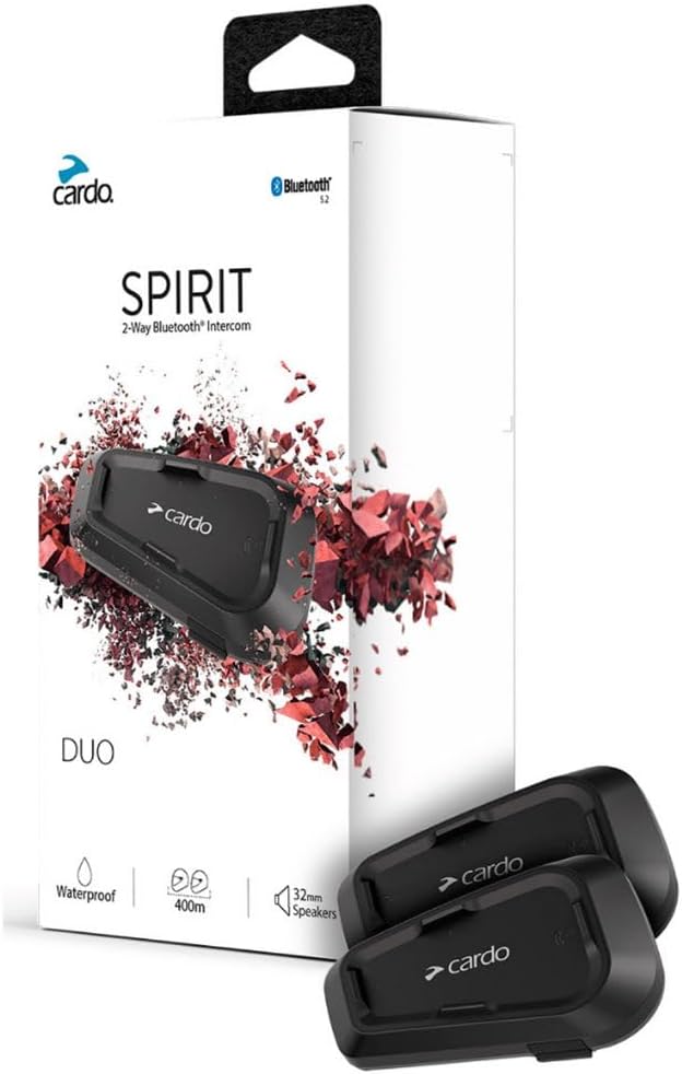 Cardo Systems Spirit Motorcycle Bluetooth Communication Headset - Black, Dual...