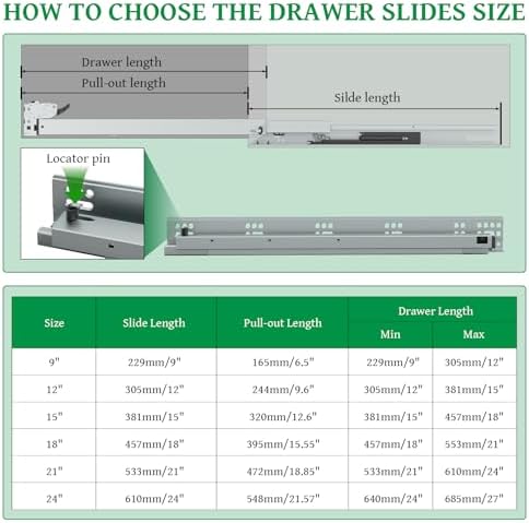 5Pair(10Pack) 18 Inch Undermount Drawer Slides with Rear Mount Bracket