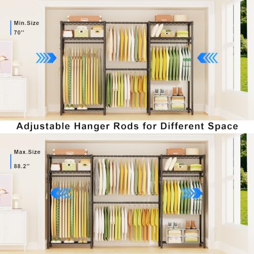 Ulif E1 Heavy Duty Closet Garment Rack, Easy to Assemble Wardrobe, Black
