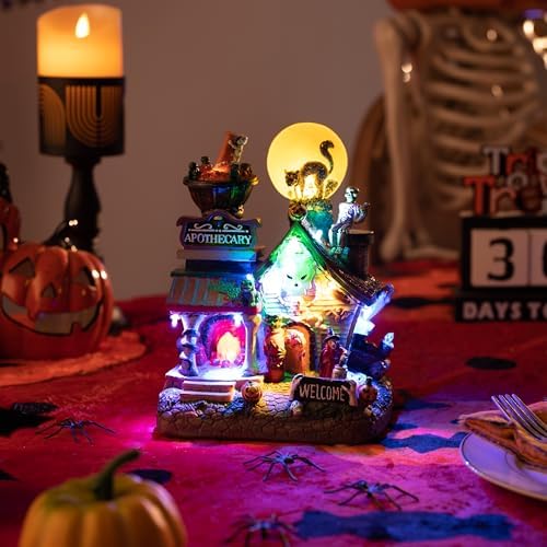 Valery Madelyn Halloween Decorations, Lighted Halloween Village Houses with M...