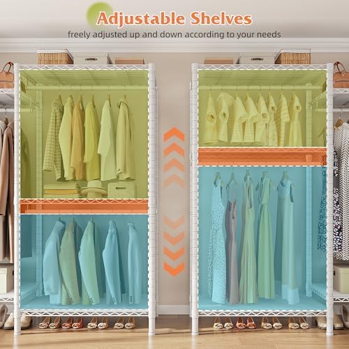 Raybee Clothes Rack, L Shaped Portable Closets for Hanging Clothes, 900LBS