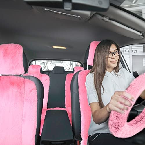 FH Group Front Set Faux Rabbit Fur Car Seat Cover Cushions, Universal Fit, Ai...