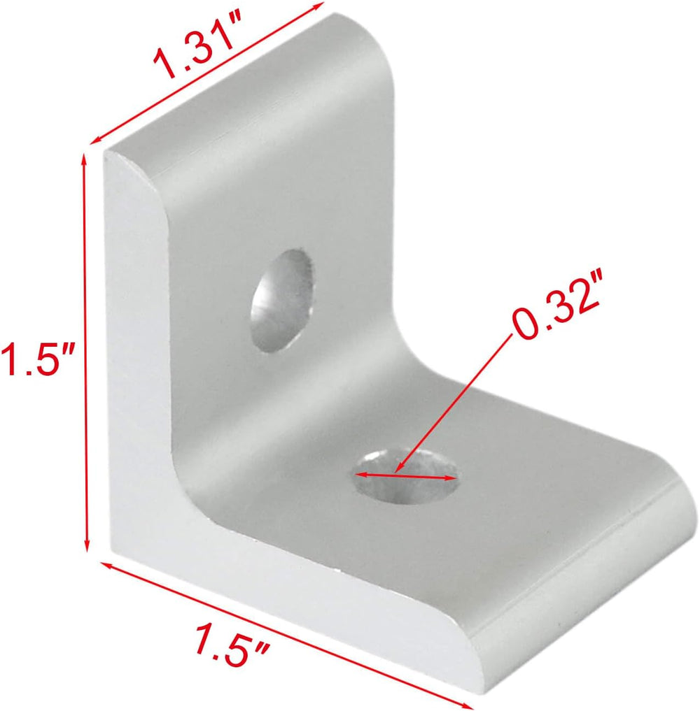 25 Packs 1515 Series Aluminum 2 Hole Inside Corner Bracket, L Bracket Connect...