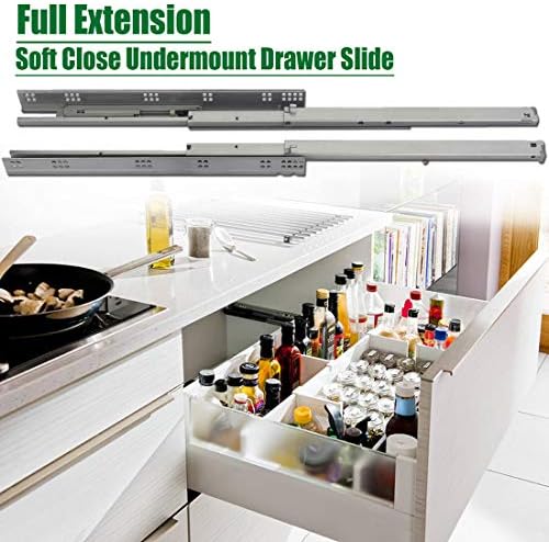 OCG Soft Close Undermount Drawer Slides 21 inch (6 Pairs), Full Extension Con...