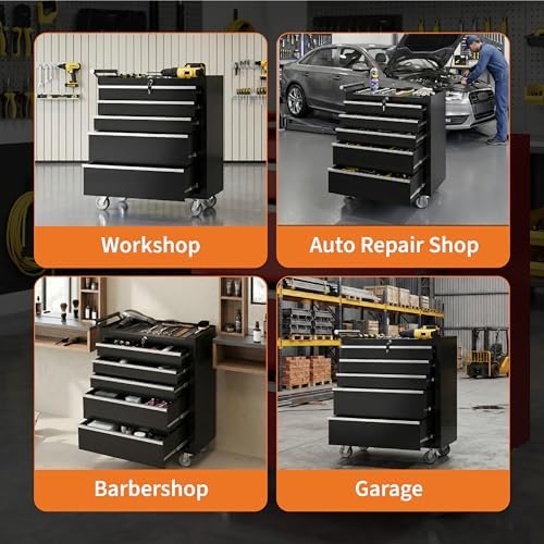 Garvee Rolling Tool Chest, 5 Drawers Tool Storage Cabinet, Toolbox with Wheel...