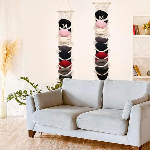 jontell Boho Ball Cap Hanger-2 Pack-Boho Macrame Cap Holder Wall Hat Organize...