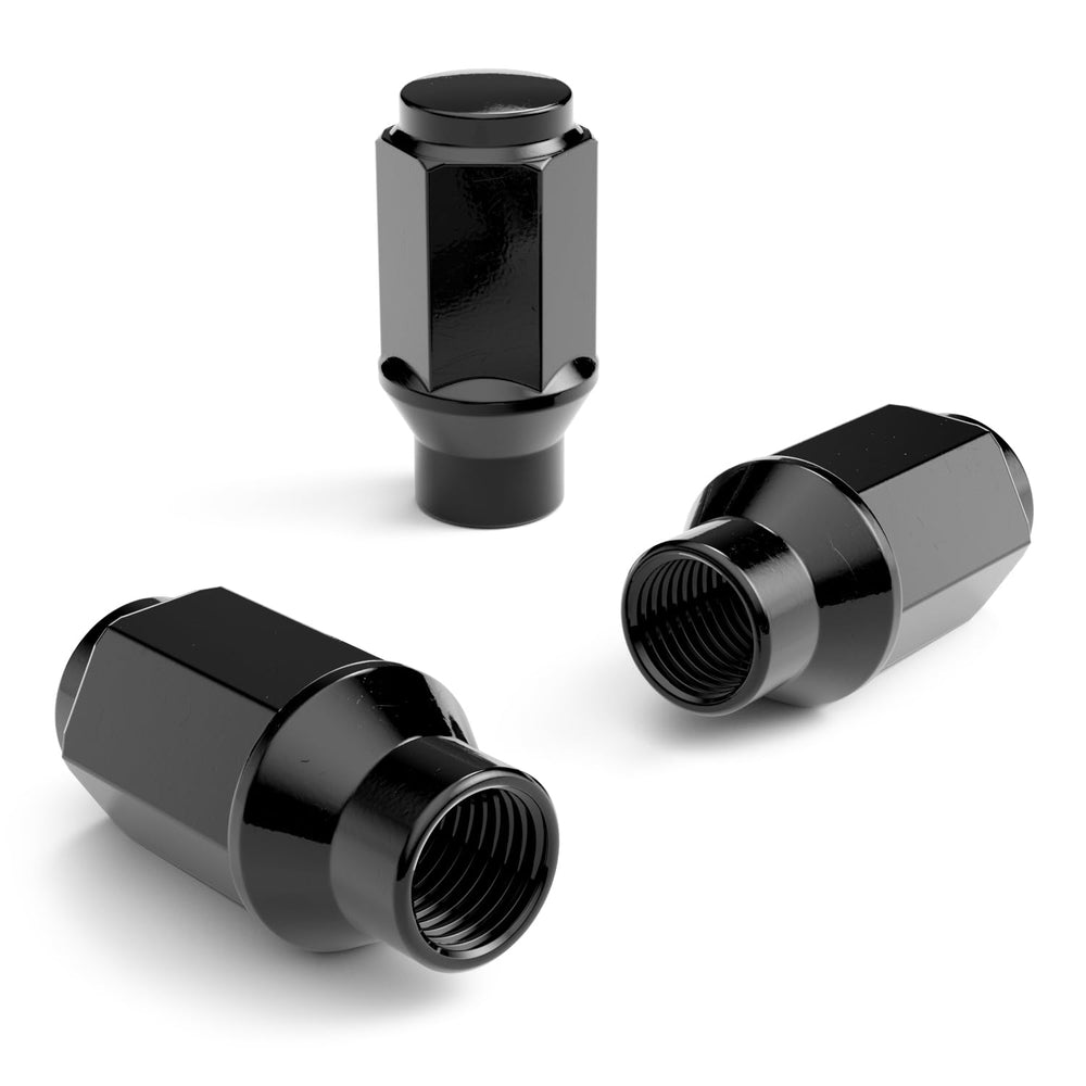 24pcs Black Bulge Lug Nuts - 1/2x20 Threads - 1.75 inch Length - ET Style - C...