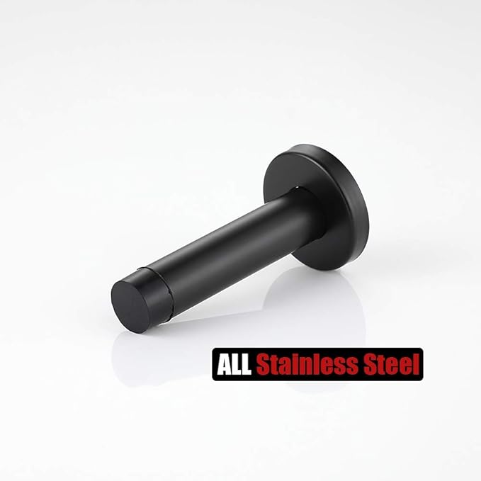 JQK Door Stopper Black, 304 Stainless Steel Thicken 1mm Sound Dampening Door ...
