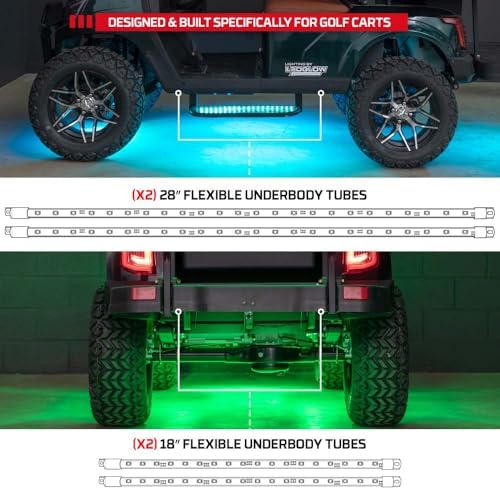 LEDGlow 4pc Million Color LED Golf Cart Underglow Kit for 12V 4-Seater