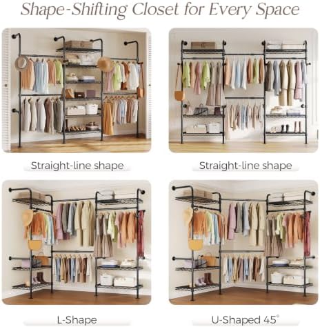 Closet Organizers and Storage, 3-Row Heavy Duty Garment Rack Clothes Rack for...