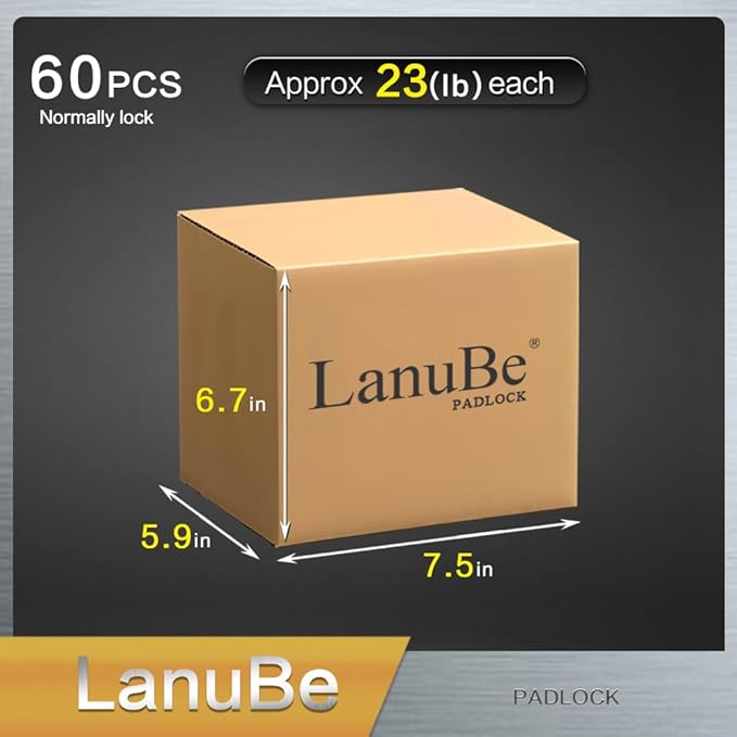 LanuBe Lock Laminated keyed Padlock, keyed Alike Locks, Normal Shackle (60 Pack)