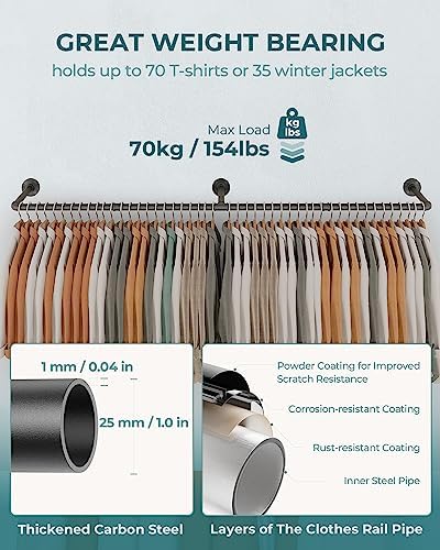 OROPY 65.7" Heavy Duty Industrial Pipe Clothes Rack for Hanging Clothes 2PK