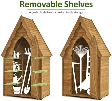 MCombo Outdoor Storage Cabinet, Wooden Garden Tool Shed for Yard 1955
