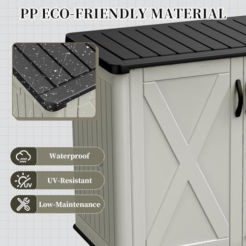 Patiowell Resin Outdoor Storage Cabinet, 26 Cu.ft Horizontal Storage Shed