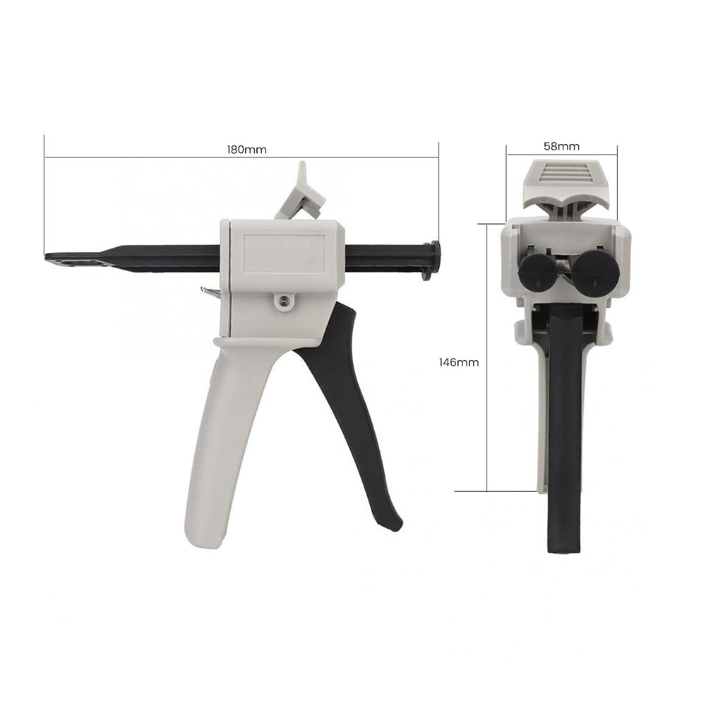 50ML Dual Cartridge Glue Dispensing Gun, Dispensing Ratio 1:1 or 2:1