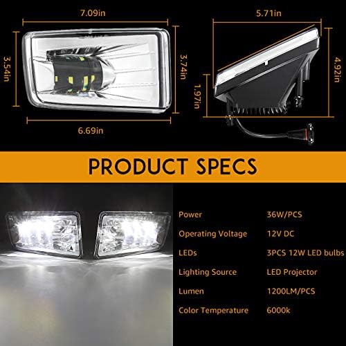 Auxbeam LED Fog Lights DOT Approved Bumper Driving Fog Lamps 1 Pair Chrome