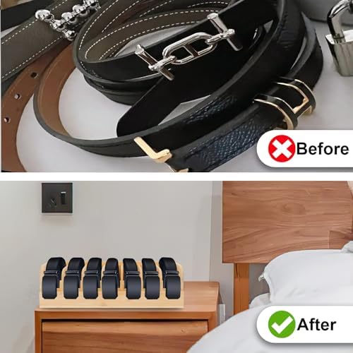 GTI Belt Organizer, 7 Compartments Belt Organizer for Closet and Drawer, Bamb...