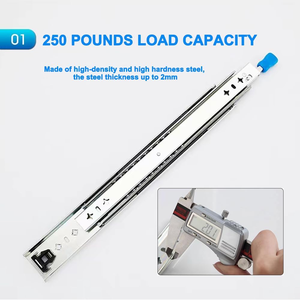 Hitess 1 Pair 28 Inch Heavy Duty Drawer Slides with Lock 250lb Load Capacity,...