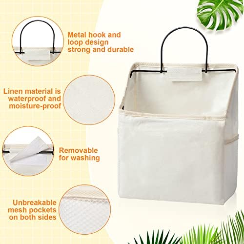 Chumia 6 Pack Wall Hanging Storage Basket Closet Hanging Storage Bag, White