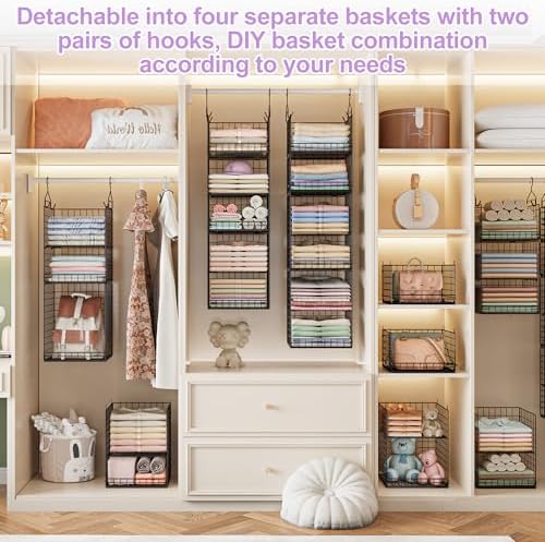 6 Tier Hanging Closet Organizers and Storage Stackable Hanging Closet Shelves...