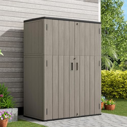 KINYING Outdoor Vertical Storage Shed,57 Cu.ft Outdoor Storage Cabinet Waterp...