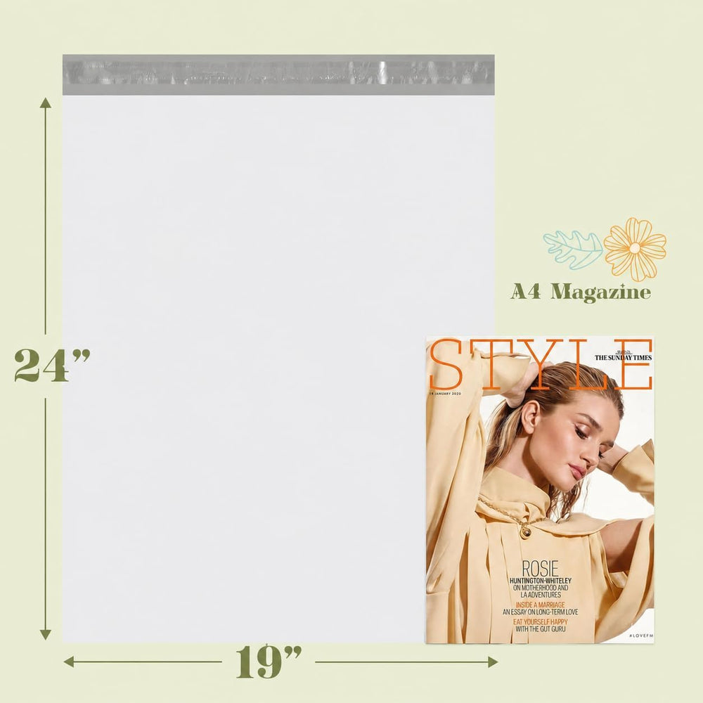 Fuxury Poly Mailers 19x24" 100 Pack,Large Shipping Bags for Clothing,White