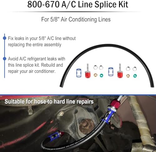 800-670 AC Line Repair Kit A/C Splice Kit For 5/8'' A/C Hose to Hard ...