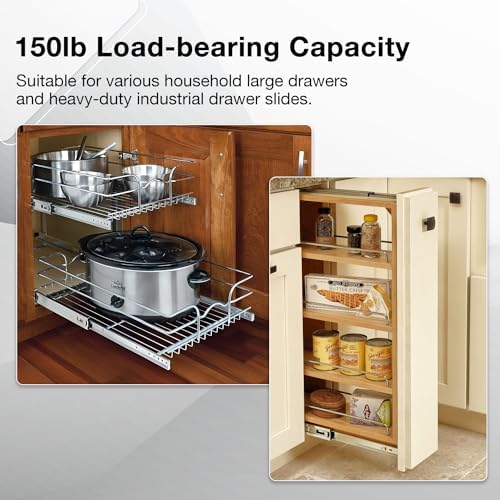 Heavy Duty Drawer Slides Full Extension Runners 150 lbs 12 14 16 18 20 22 24 ...