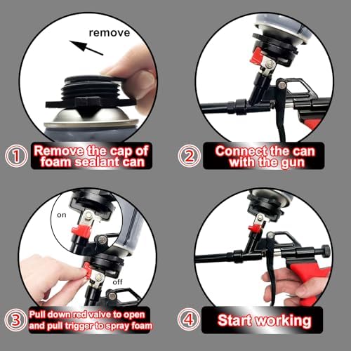 25inches Extended Foam Gun,PTFE-Coated Professional Expanding Foam Gun,Foam S...