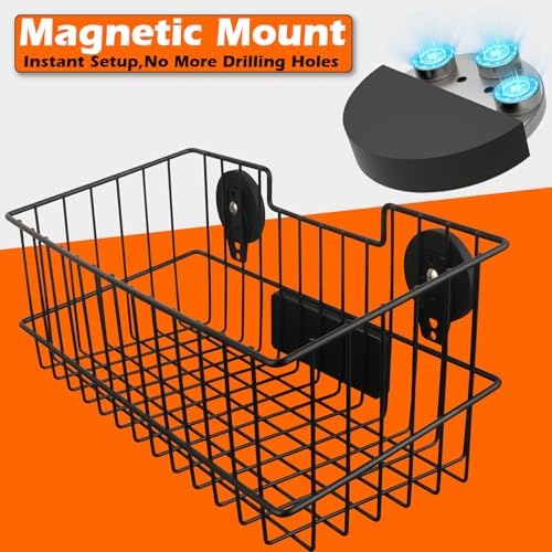 MUTUACTOR Heavy Duty Magnetic Basket,2PCS Solid Metal Magnet Storage Shelves ...